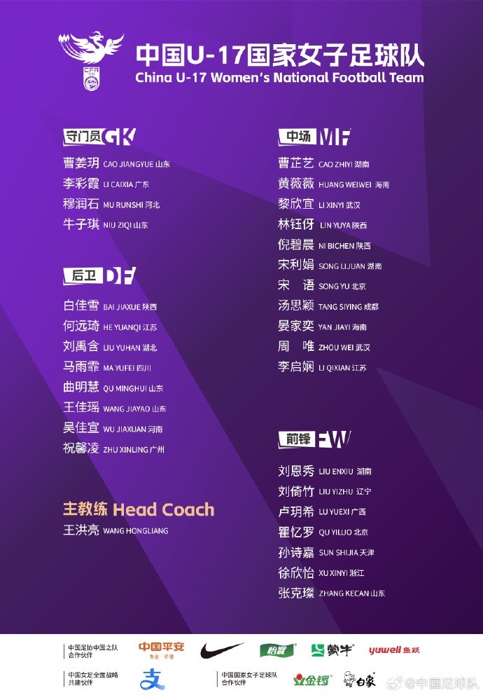 U17女足30人將在蘇州集訓備戰世界杯，姜寧、朱挺擔任訓練員